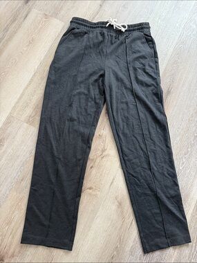 LOFT Charcoal Straight-Leg Drawstring Pants